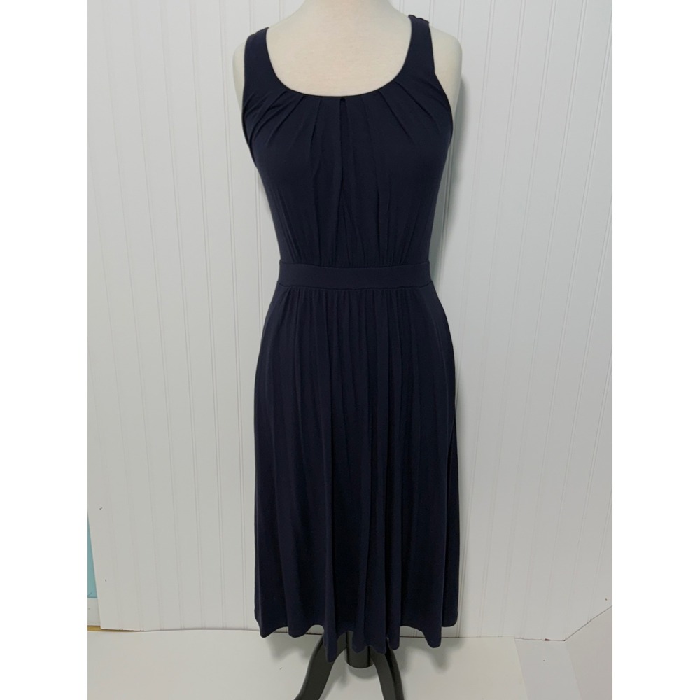 Boden Emmie Jersey‎ Knit Midi Dress Sleeveless Casual Pocket Navy Blue Size 4 - Picture 2 of 11